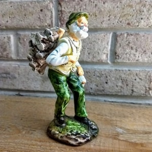 Vintage Old Man Porcelain Figurine/Collectible Japanese Porcelain Hand painted Very Detailed Man with Firewood Figurine/Collectors Gift/N637