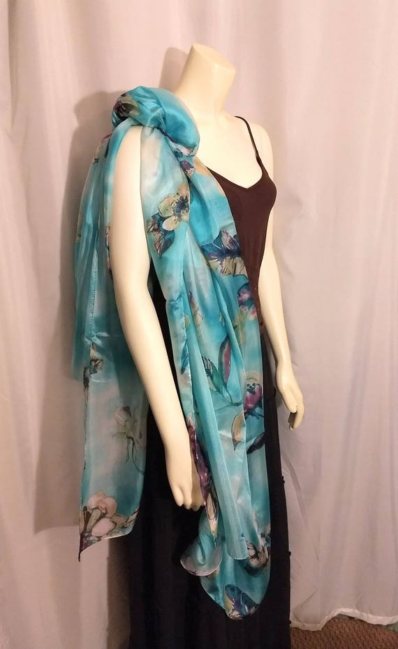 PURE SILK Wrap/Extra Big Silk Shawl Scarf/Luxury … - image 5