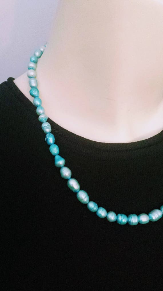 Fresh Water Pearls Necklace/Blue Pearls Necklace/… - image 4