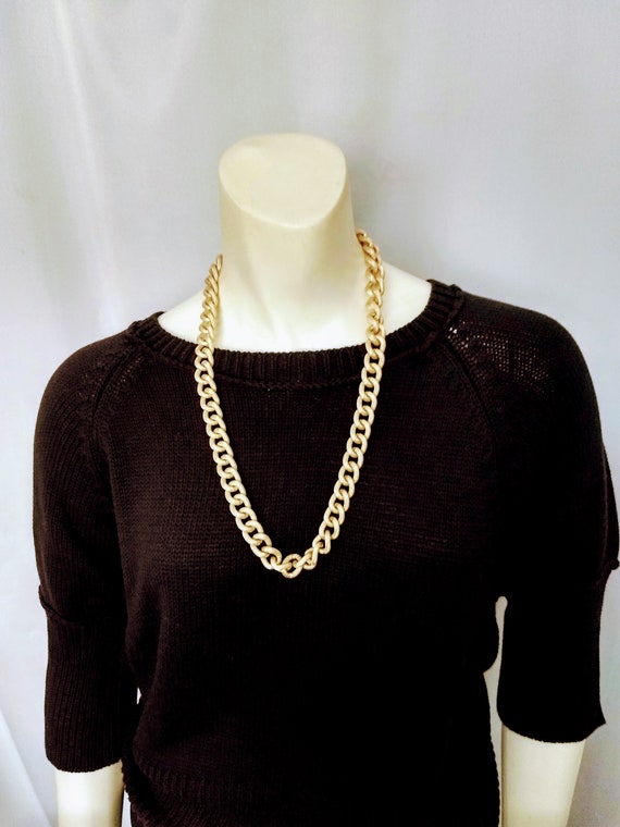 Huge Gold Plated Chain Necklace/Snake Texture Lin… - image 9