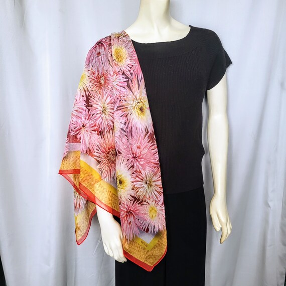 ECHO Large Square Floral Pattern Scarf/Multicolor… - image 2