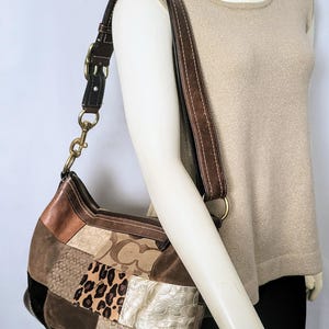 COACH Patchwork Hobo Shoulder Bag F12842/brown Multi Suede