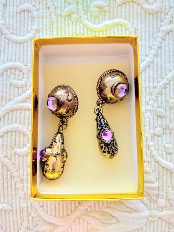 Rare Vintage Dangle Stud Earrings/Unique Antique … - image 6