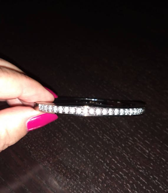 Rhinestone Magnetic Cuff Bracelet/Vintage Silver … - image 2