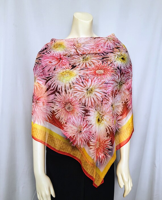 ECHO Large Square Floral Pattern Scarf/Multicolor… - image 1