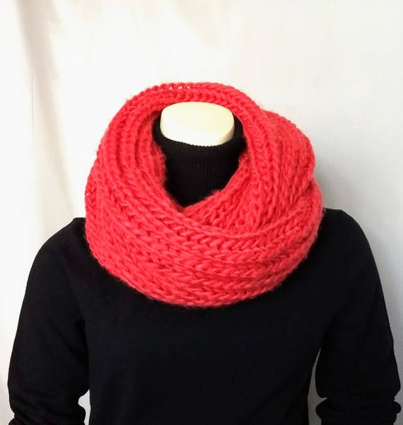 Chunky Infinity Knit Scarf/Coral Knit Scarf/Winte… - image 3