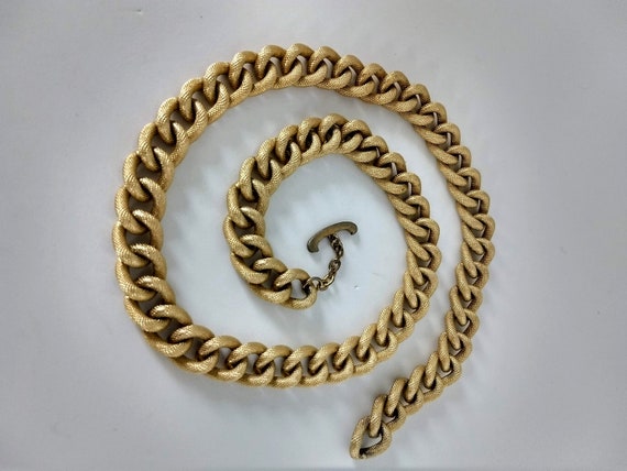 Huge Gold Plated Chain Necklace/Snake Texture Lin… - image 5