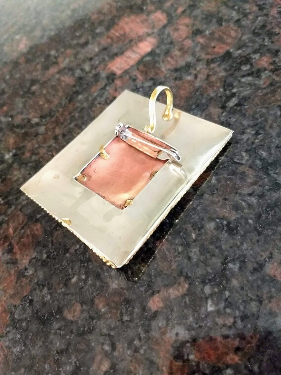 Huge Two Tons Pendant Brooch/Rectangular Modern S… - image 7