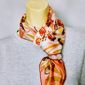 PURE SILK Large Square Floral Scarf/Elegant Multicolor Soft Light Floral Print Size  Medium Scarf/Mini Flowers Neck Wrap//Gift Idea/No.782