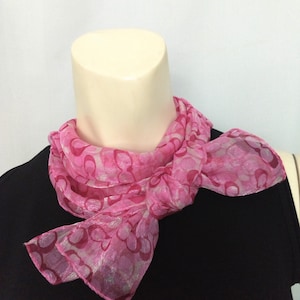 PURE SILK Pink COACH Signature Scar/Long 100% Silk Hand Rolled Luxurious Best Quality Designer Neck Wrap Scarf/Gift For He/Gift Idea/No.170