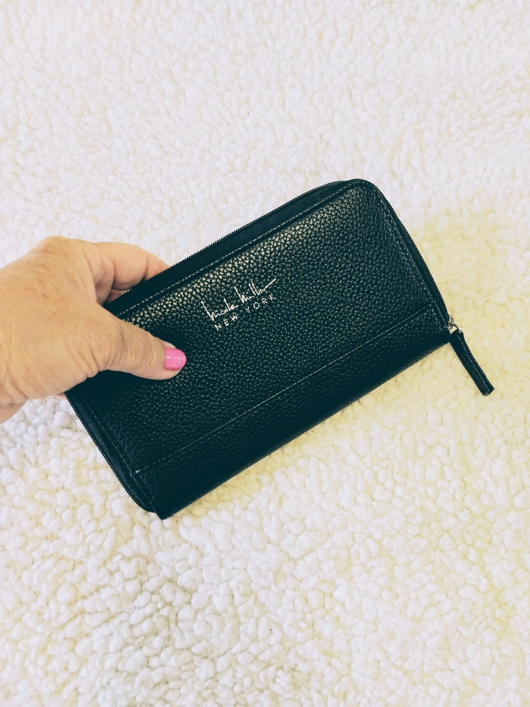 KATHY MILLER Faux Leather Women Wallet Black Classic Zippered Etsy