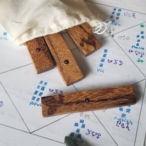 Marblewood and Red Garnet Geomancy Divination Sticks | Wicca Witchcraft Pagan Fortune Telling Psychic Reading