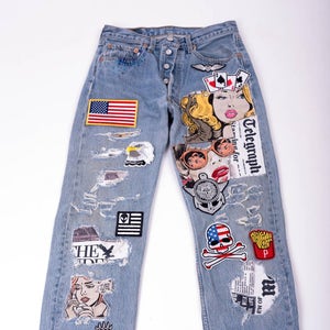 Reworked Vintage Levi's Jeans With Patches / Redone Denim - Etsy
