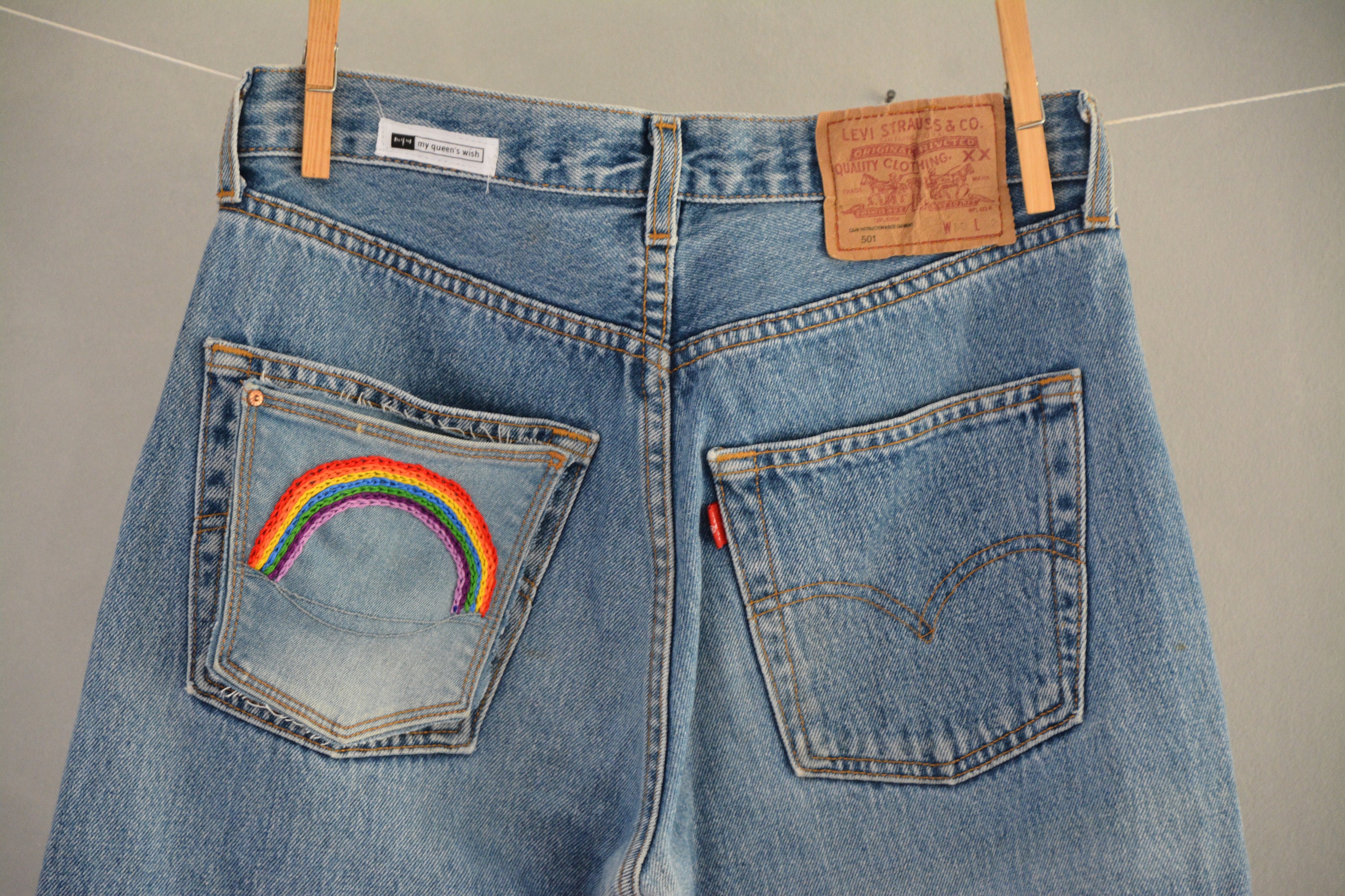 Rainbow Vintage Levi's Jeans Relaxed Mom Jeans Custom Made Jeans Made by  Order Personalized Your Jeans 