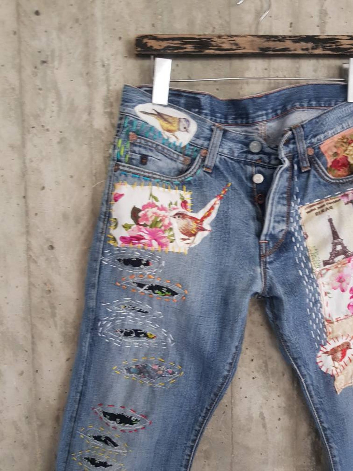 All SIZES High Waist Destroyed Boyfriend Jeans Distressed and | Etsy