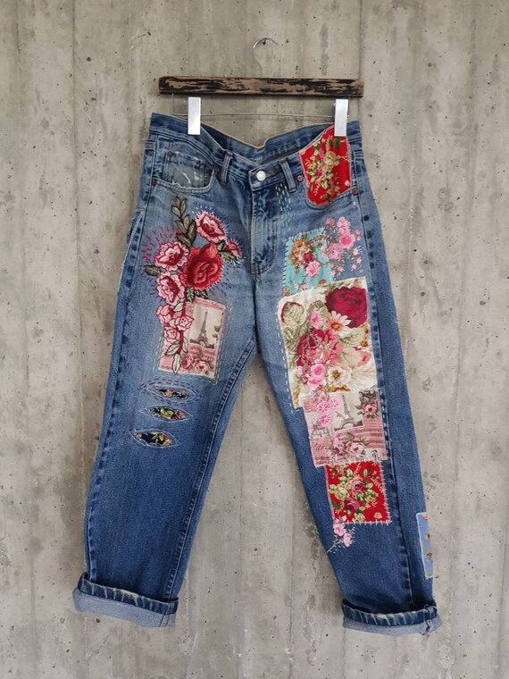 Etsy embroidered store jeans