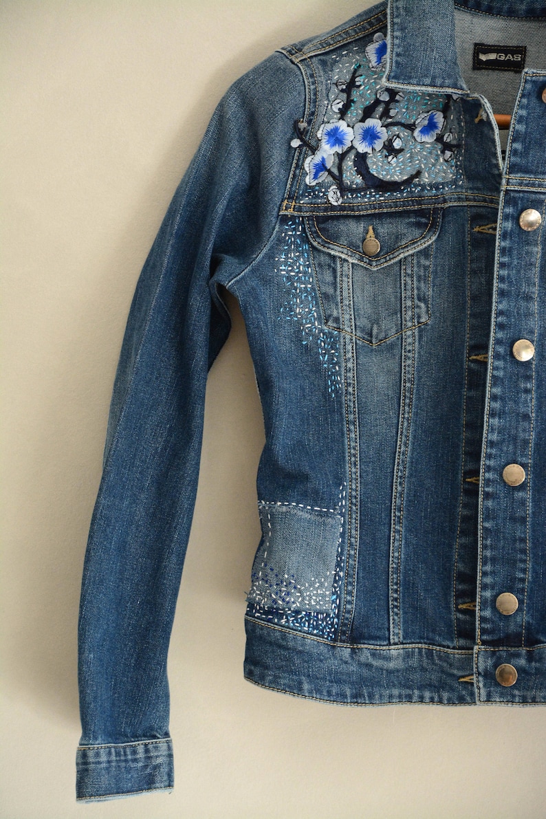 Hand Painted Jeans Jacket. Hand Made Imboridered Jacket With Etsy