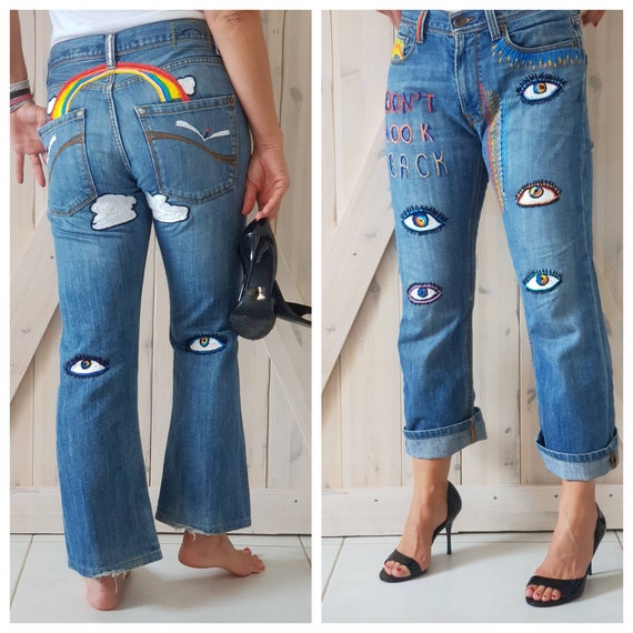 distressed high waisted boyfriend jeans
