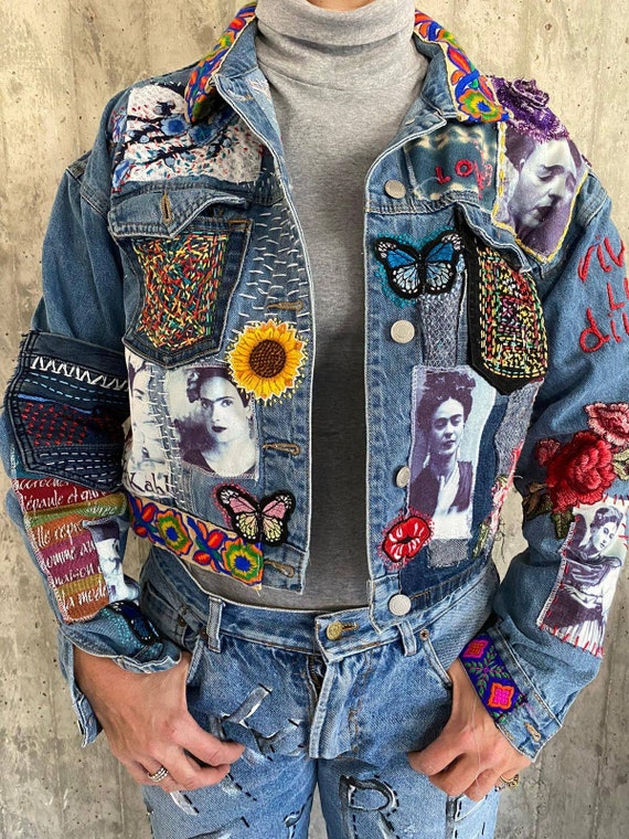 Prida Kahlo Jacket Vintage 80s90s Slim Fit Denim Jeans Retro | Etsy