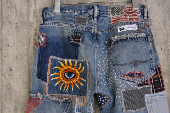 Patched Jeansvintage Clothingwoman Jeansman Jeans | Etsy