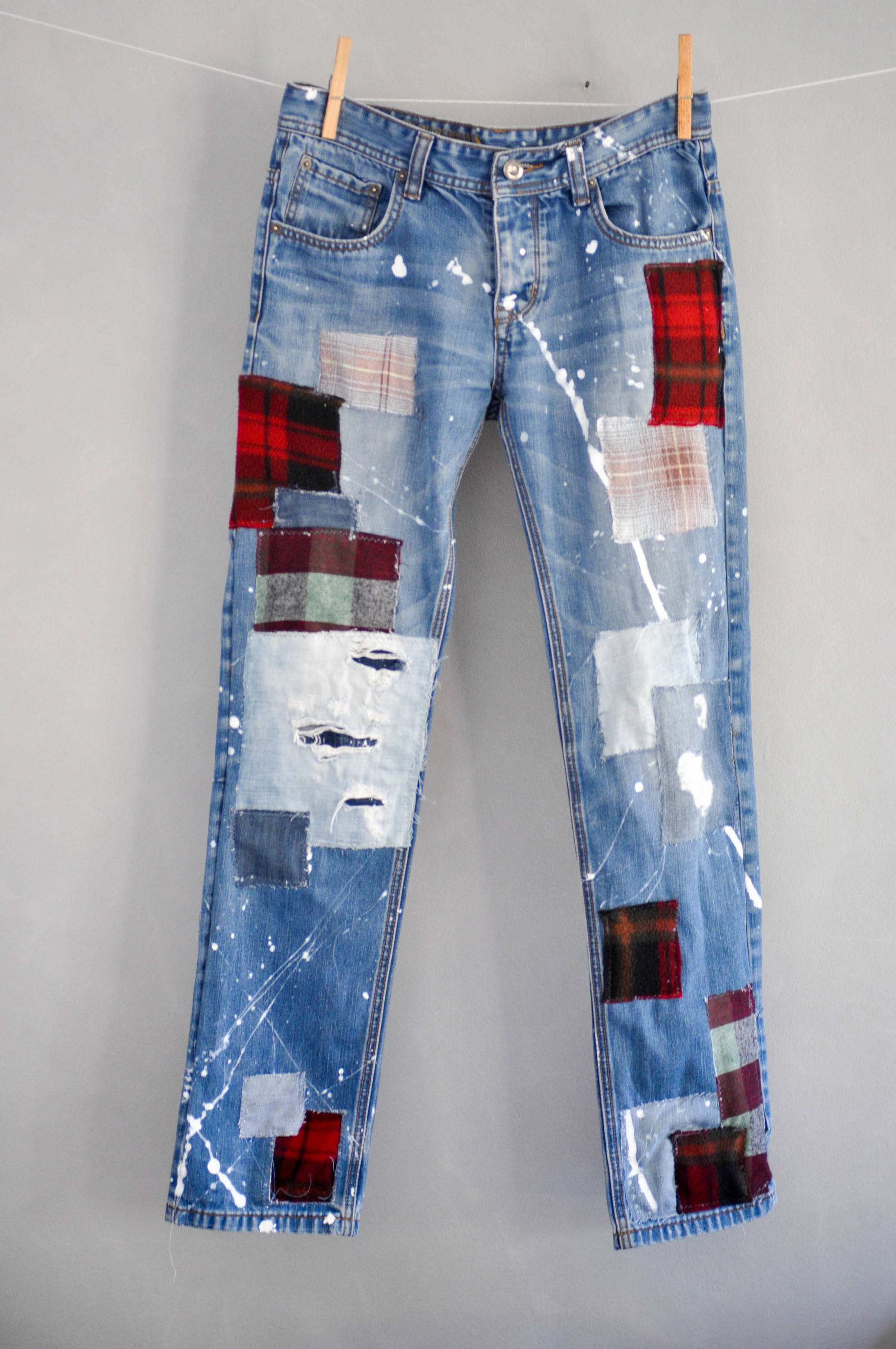 Hand Made Patched Denim Embowered Slime 