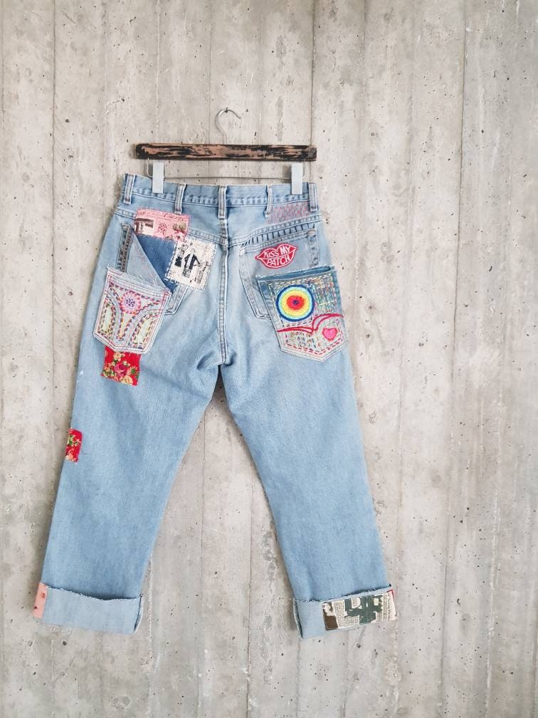Re-Worked Jeans: Patchwork, Embellished, Embroidered, + Painted Denim Looks  We'd Copy Right Now — firefly+finch