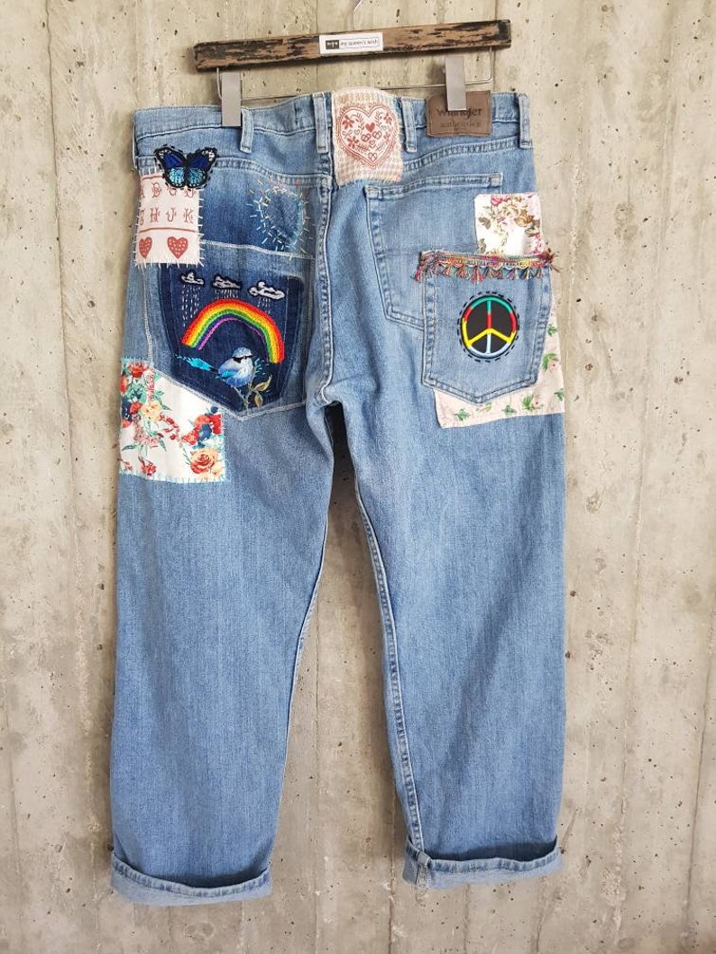 Vintage Jean's embroidery jeans All SIZES | Etsy