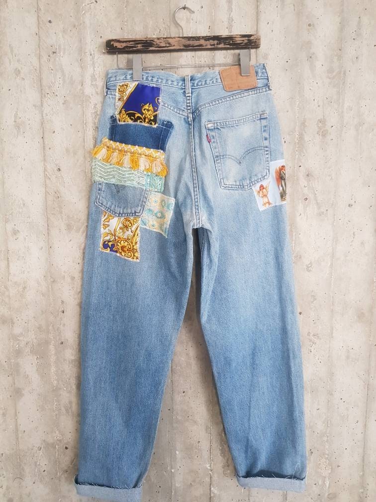 Vintage apcycled Jean's vintage lee | Etsy