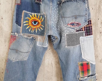 Frida Kahlo Distressed Vintage Boyfriend Jeans/hipster - Etsy