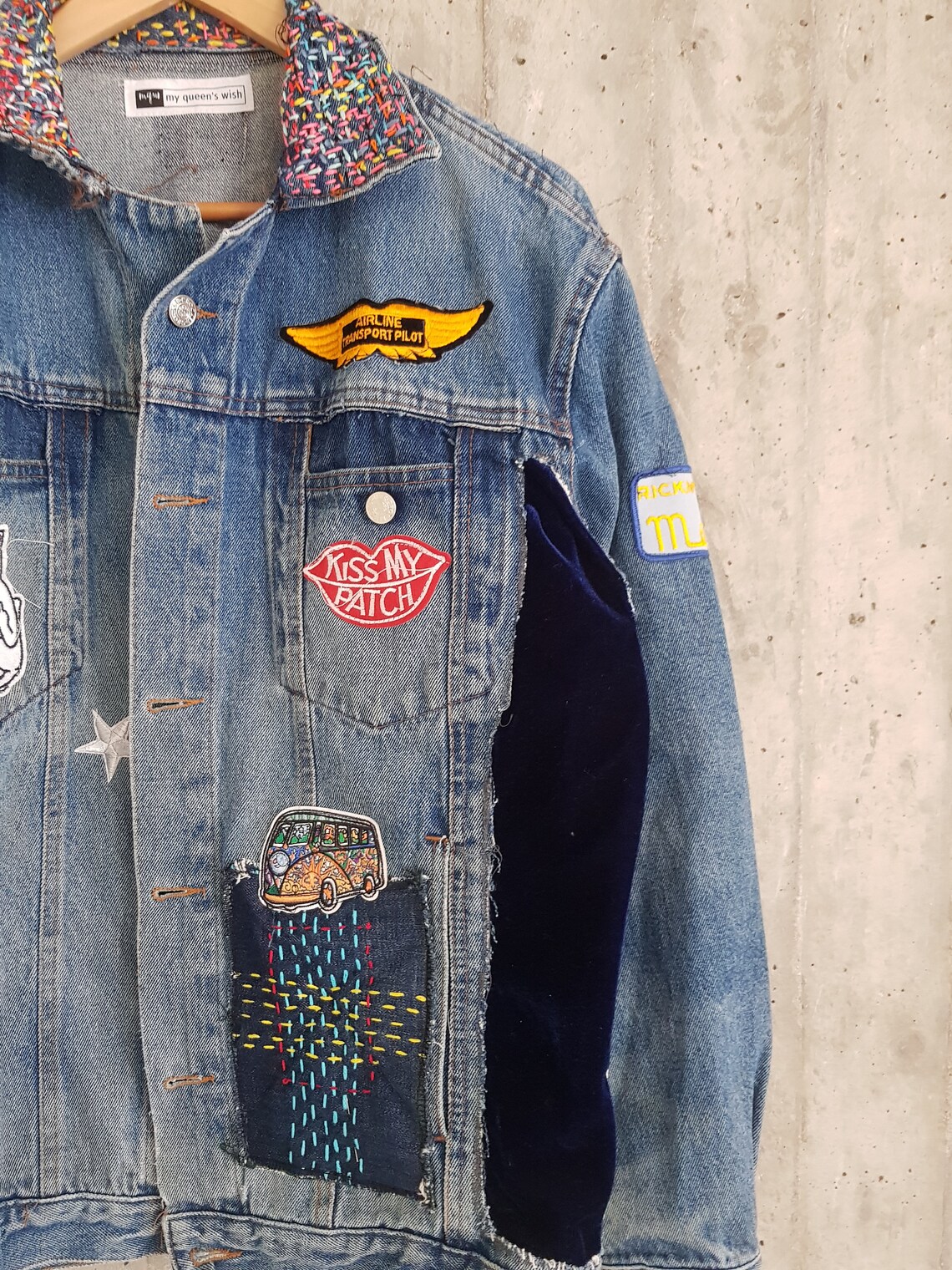 Vintages Jacket Vintage Upcyceled Jacet Jeans Retro Blue Denim Etsy