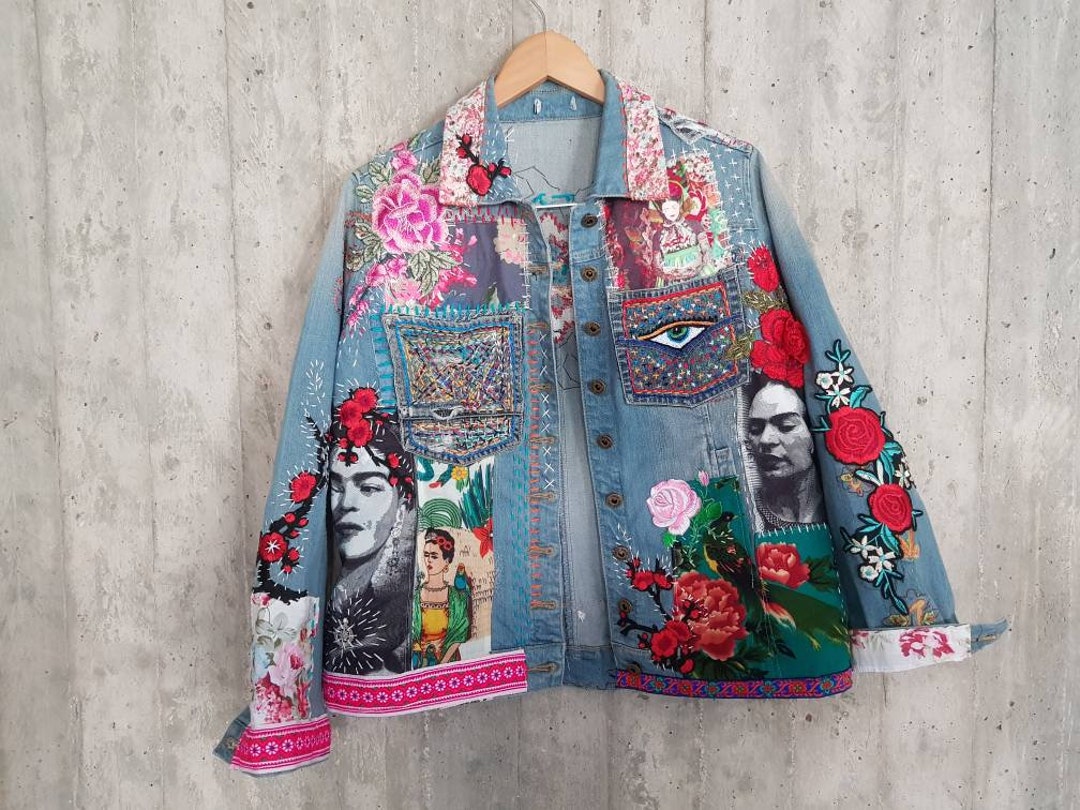 Frida Kahlo Vintage Denim Jacket Blue 