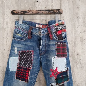 Patched Denim / Patched Jeans / Reworked Vintage Jeans With - Etsy