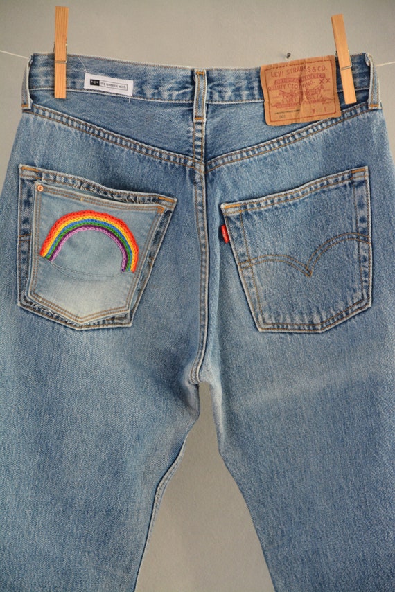 Rainbow Vintage Levi's Jeans Relaxed Mom Jeans Custom Made - Etsy