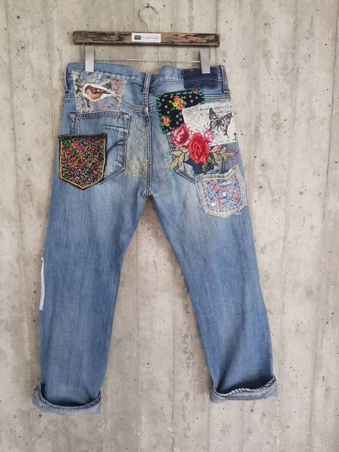 All SIZES High Waist Destroyed Boyfriend Jeans Distressed and | Etsy