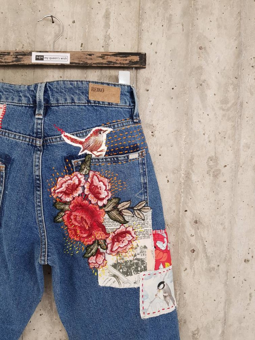 Denim Ripped Destroyed Mid Waist Boyfriend Distressed Jeans main image 1