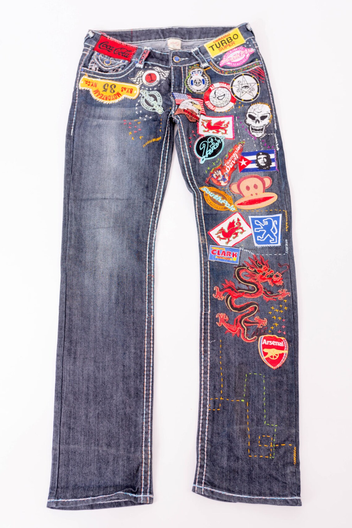 Patched Denim / Patched Jeans / Reworked Vintage Jeans With Etsy