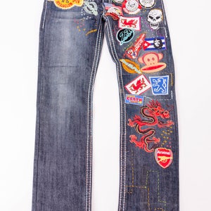 Patched Denim / Patched Jeans / Reworked Vintage Jeans With Patches ...
