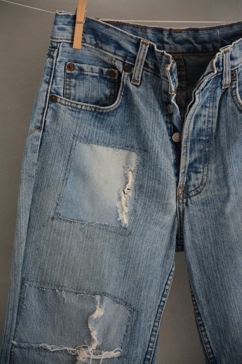 Salvaged Boyfriend Jeans Distressed Rustic Thrashed 90's - Etsy