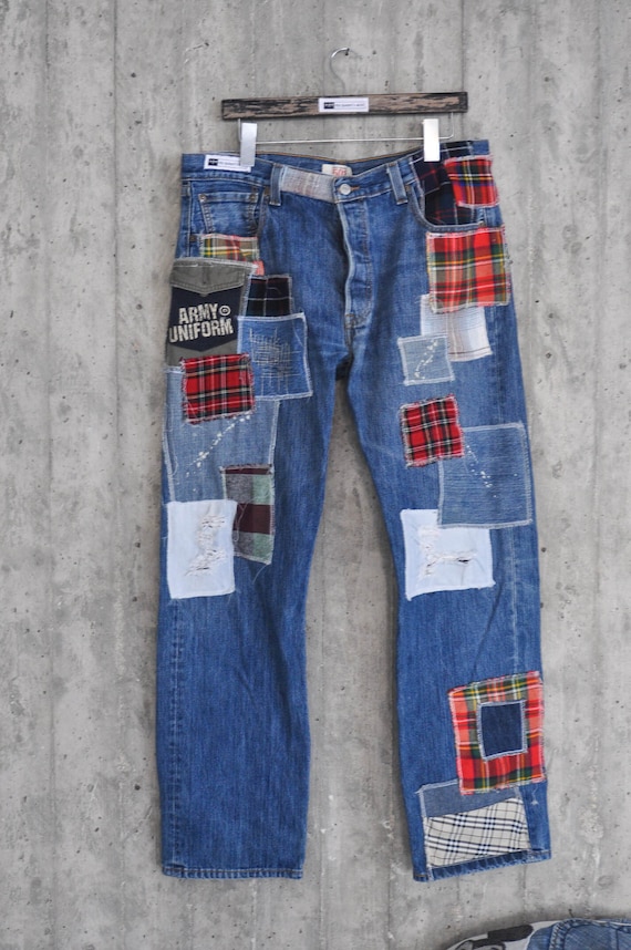 Vintage Clothing Jeans Woman patched Jeans 80s' - Etsy