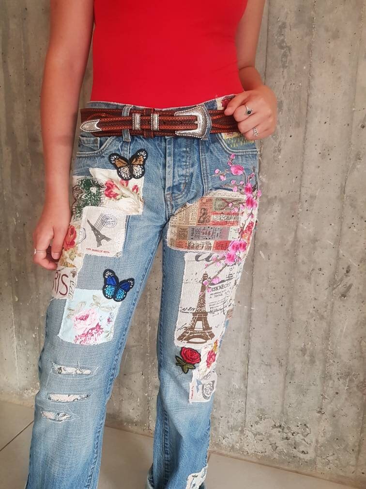 All SIZES High Waist Destroyed Boyfriend Jeans Distressed and - Etsy Israel