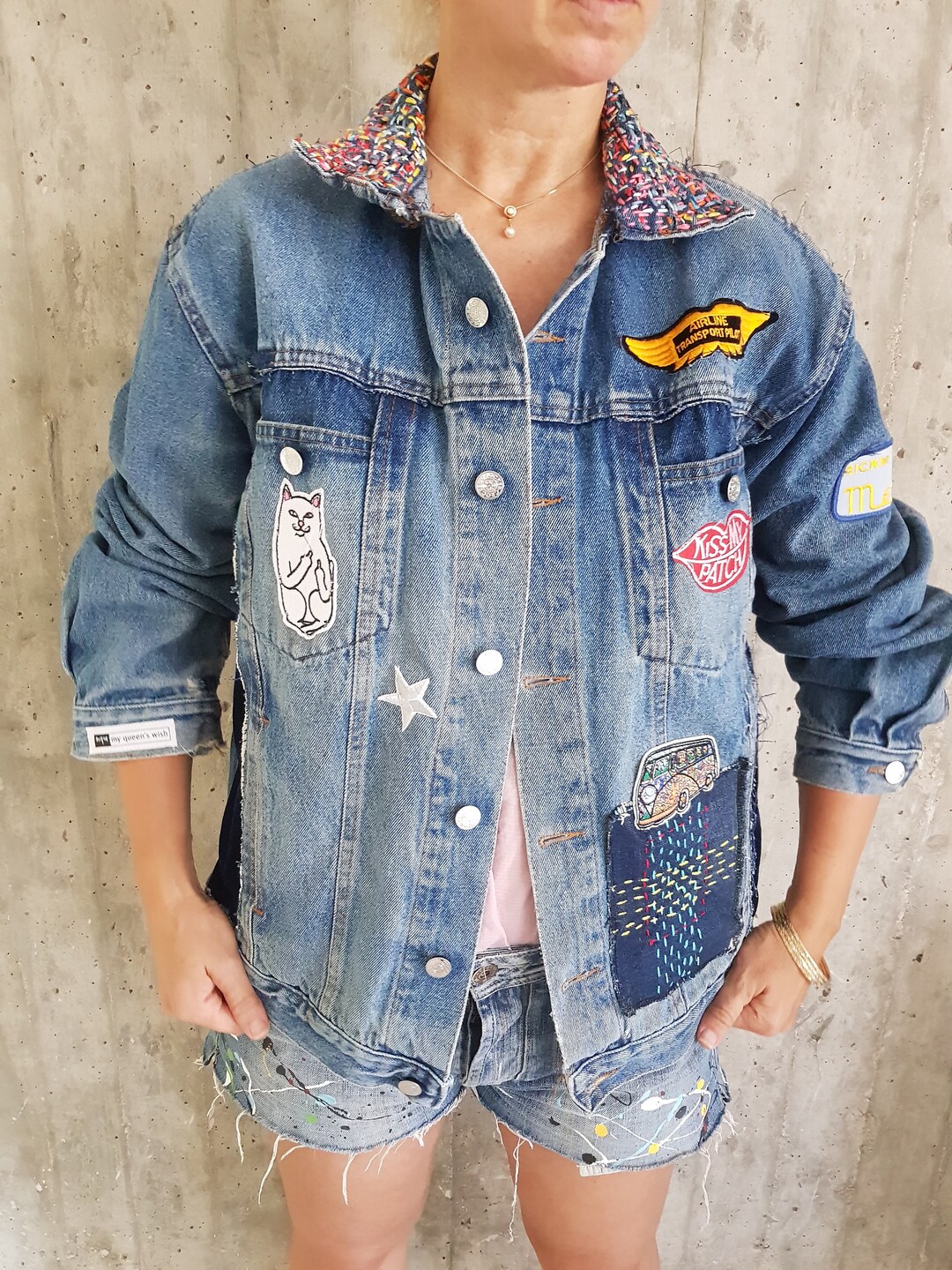 Vintages Jacket Vintage Upcyceled Jacet Jeans Retro Blue Denim Etsy