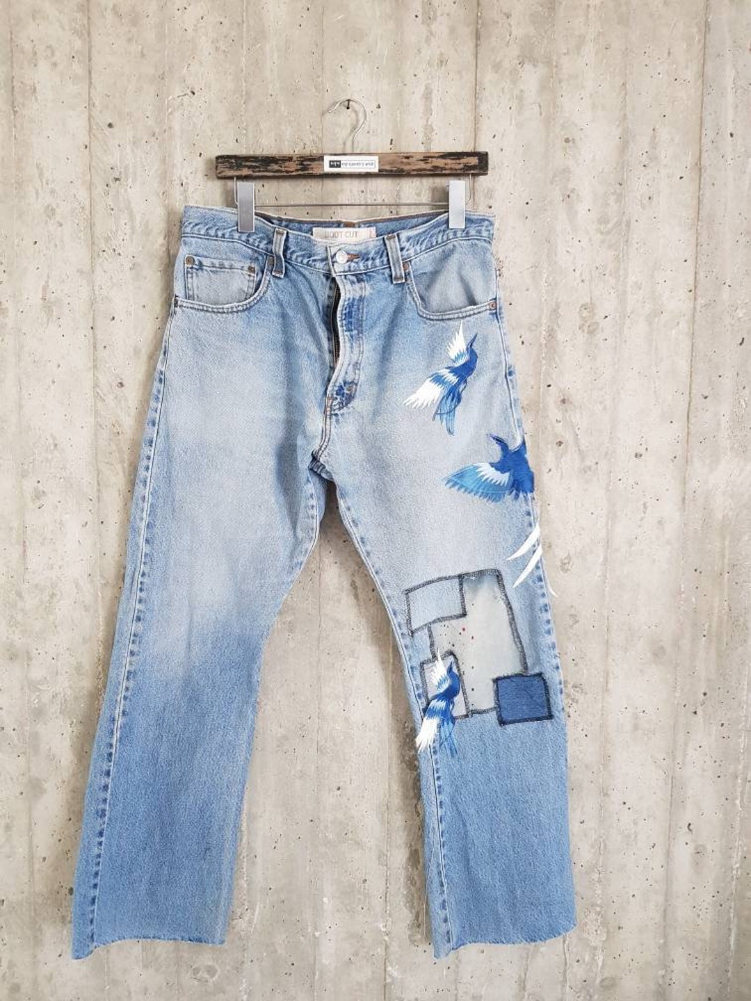 Patched Denim / Patched Jeans / Reworked Vintage Jeans With - Etsy