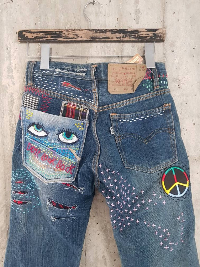 All SIZES High Waist Destroyed Boyfriend Jeans Distressed and | Etsy