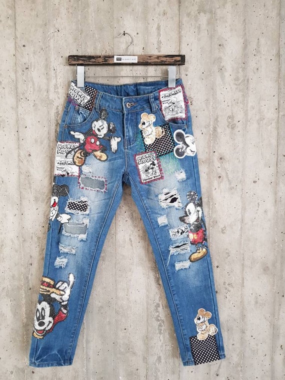 Schoolonderwijs Afstudeeralbum eenheid Vintage kleding jeans vrouw jeans 80s' patched kleding - Etsy Nederland