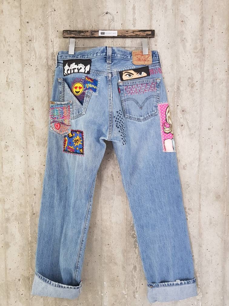 Vintage Levis custom Ripped Vintage Style High Rise Skinny - Etsy