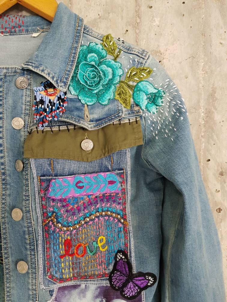 Prida kahlo hand painted denim jacketpainted | Etsy