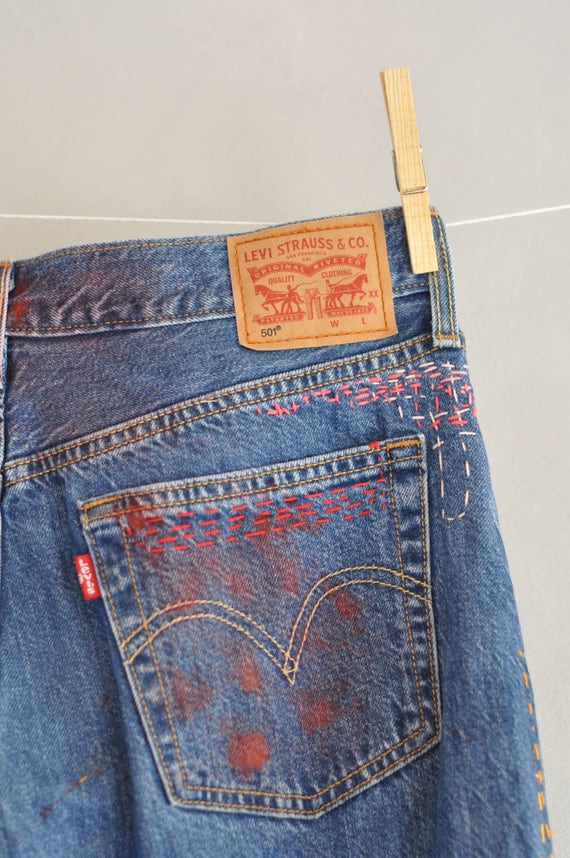 Jeans Pathchesdenime Vintage/vintage Levi's 501 High - Etsy