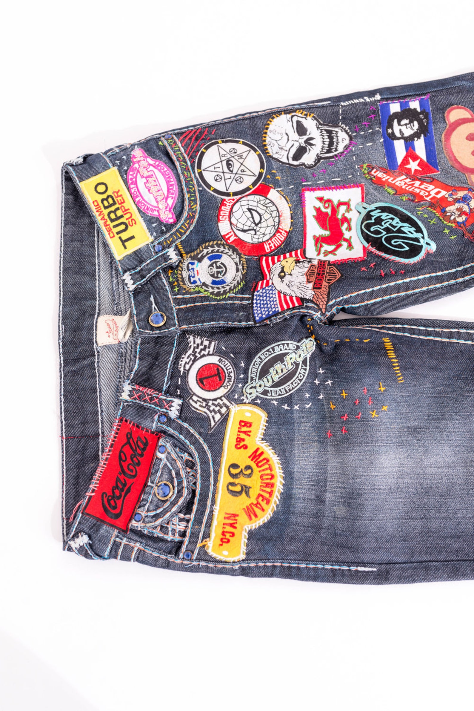 Patched Denim / Patched Jeans / Reworked Vintage Jeans With - Etsy