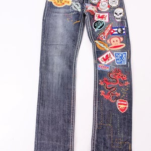 Patched Denim / Patched Jeans / Reworked Vintage Jeans / - Etsy