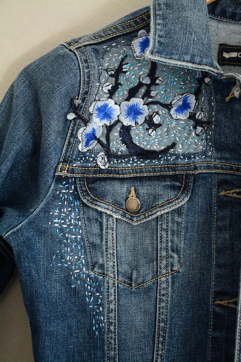Hand Painted Jeans Jacket. Hand Made Imboridered Jacket With Etsy